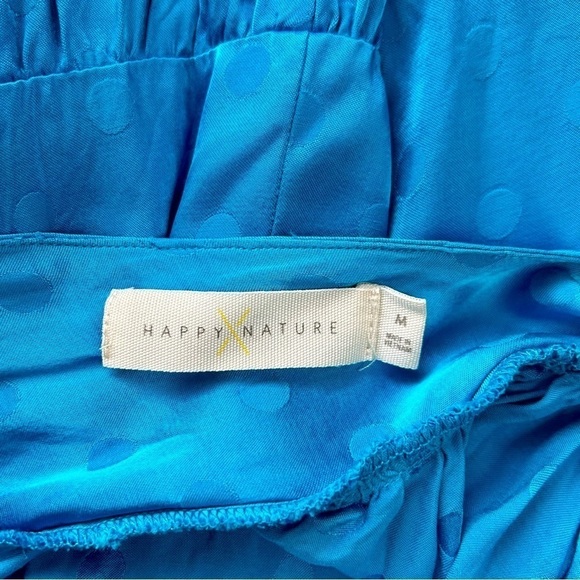 Happy X Nature Daydream Maxi Dress Blue Jewel Satin Polka Dot Wide Sleeve Size M - Picture 12 of 14